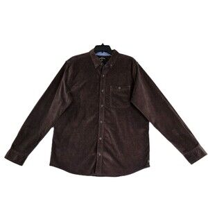 Toad&Co Shirt Mens Large Brown Cruiser Corduroy Long Sleeve Button Ridged Wales